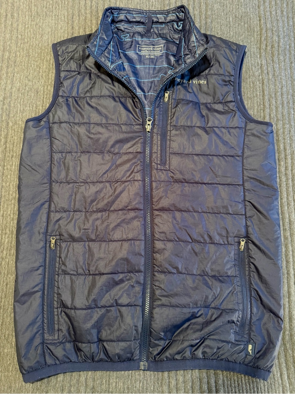 Vineyard Vines Quilted Puffer Vest Blue Kids XL